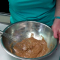 whisking the brown sugar, brown butter eggs and vanilla
